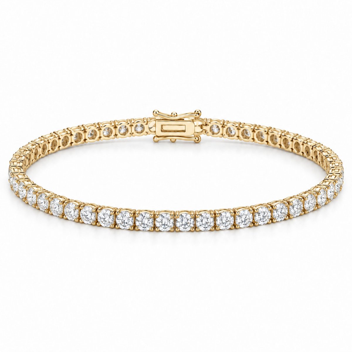 3mm tennis bracelet in 925 sterling silver, gold plated, set with cubic zirconia stones