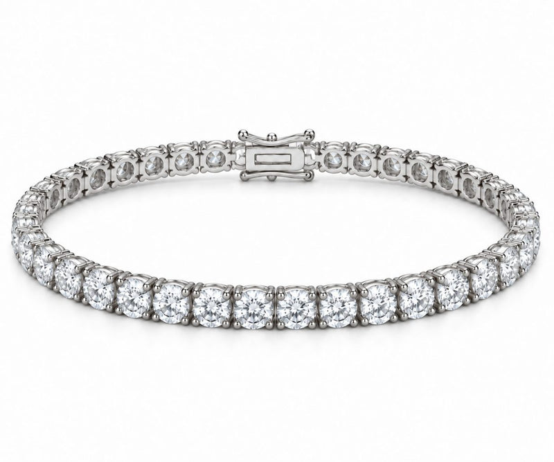 5mm tennis bracelet in 925 sterling silver, rhodium plated, set with cubic zirconia stones