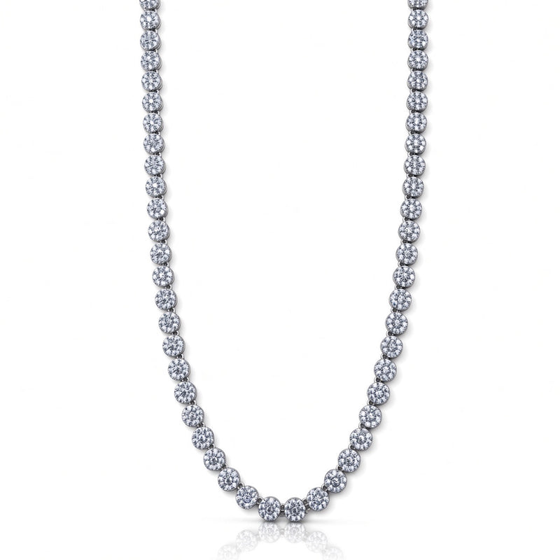 6.5mm flat bezel tennis chain in 925 sterling silver, rhodium plated, set with cubic zirconia stones