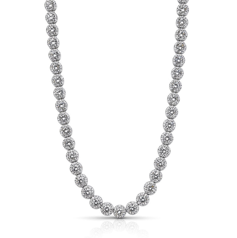 6.5mm halo bezel tennis chain in 925 sterling silver, rhodium plated, set with cubic zirconia stones