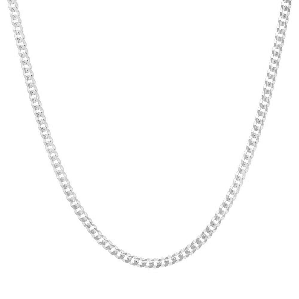 2mm curb chain in 925 sterling silver, polished finish, made in Italy