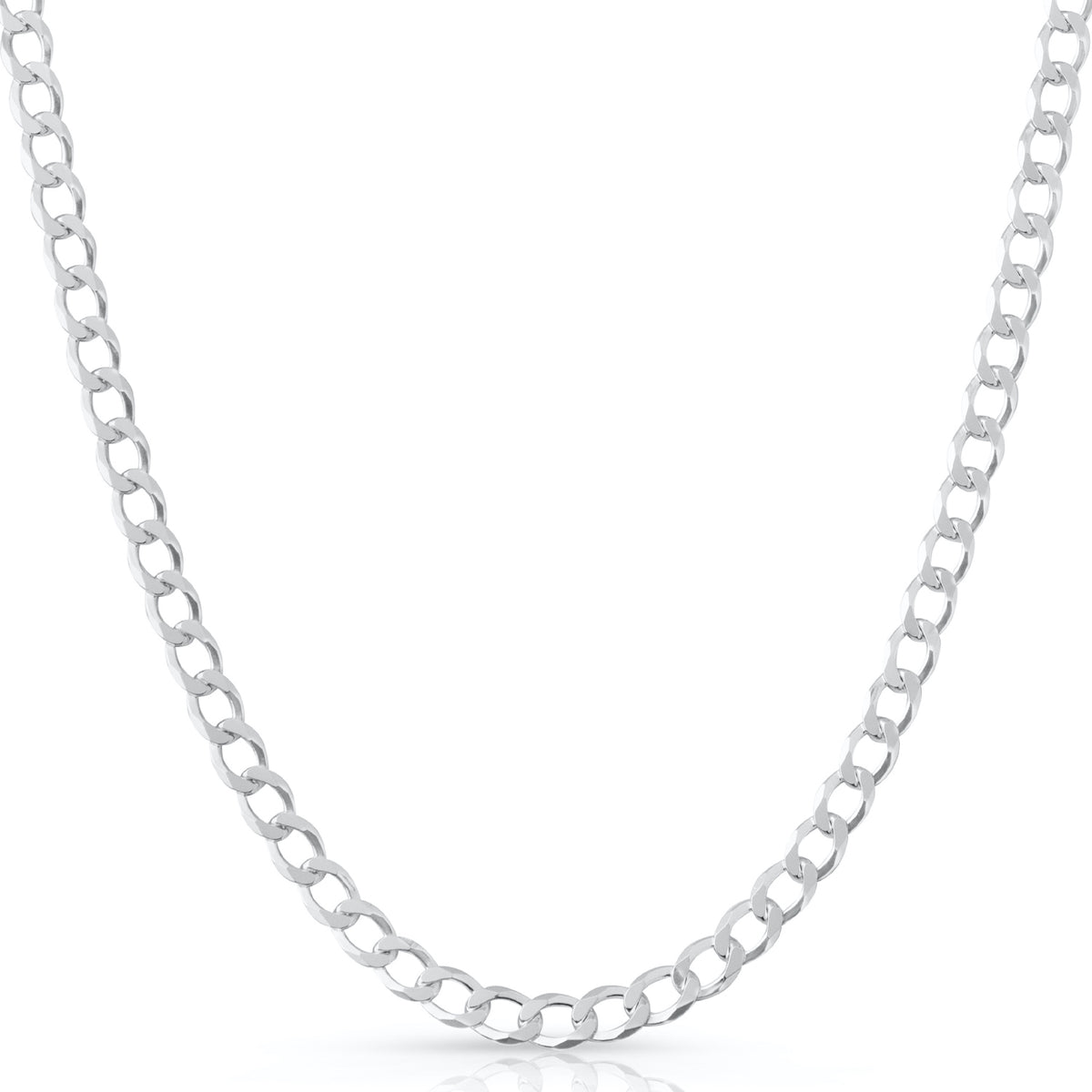 7.5mm curb chain in 925 sterling silver, polished finish, made in Italy