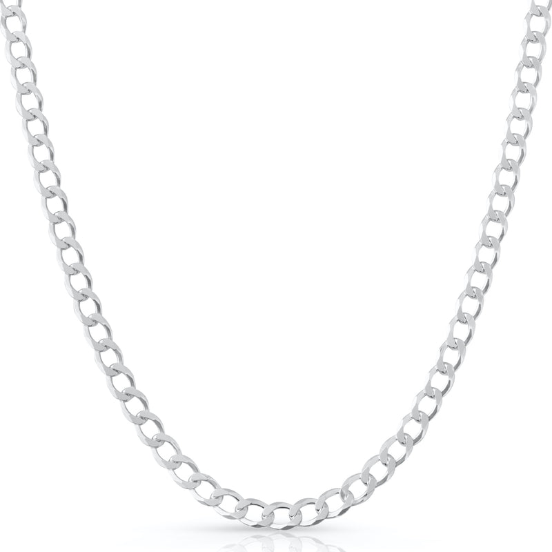 7.5mm curb chain in 925 sterling silver, polished finish, made in Italy