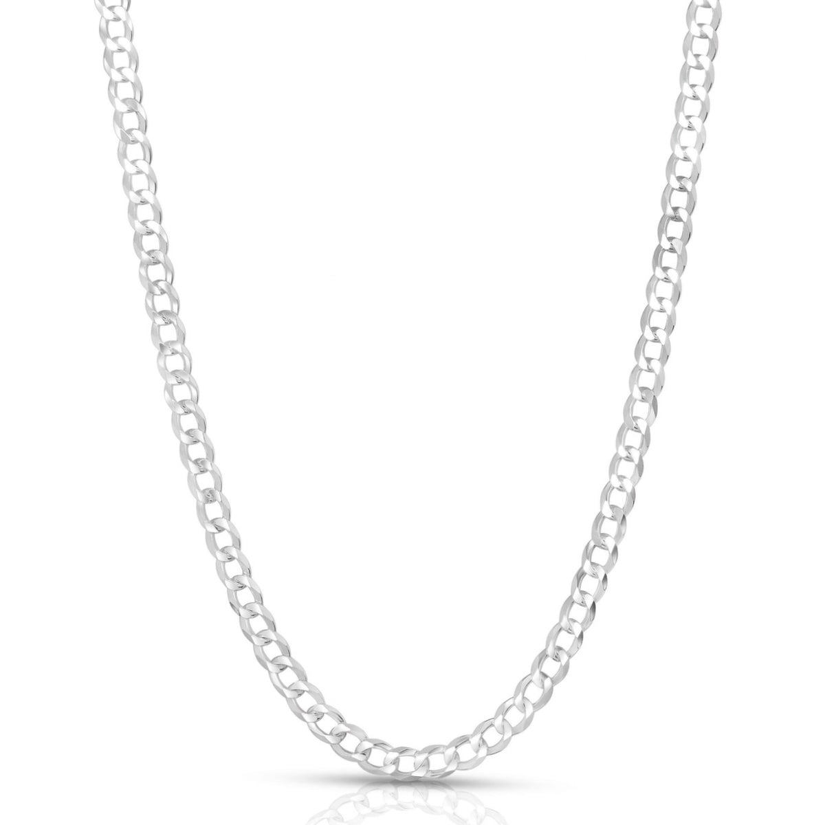 5mm curb chain in 925 sterling silver, polished finish, made in Italy
