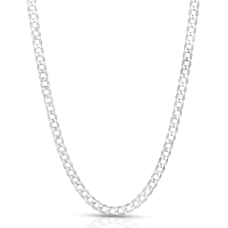 5mm curb chain in 925 sterling silver, polished finish, made in Italy