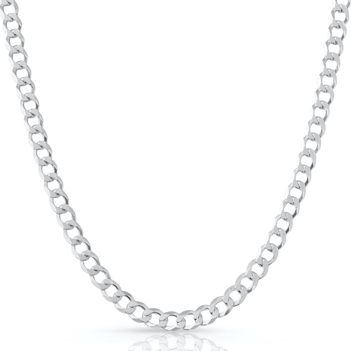 8.5mm curb chain in 925 sterling silver, polished finish, made in Italy