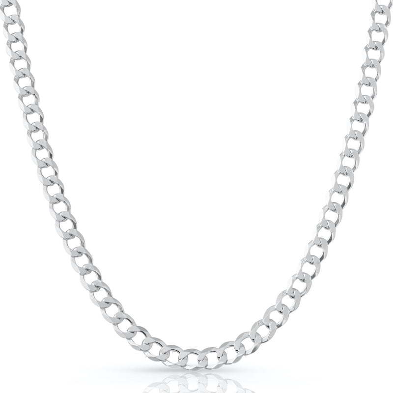 8.5mm curb chain in 925 sterling silver, polished finish, made in Italy