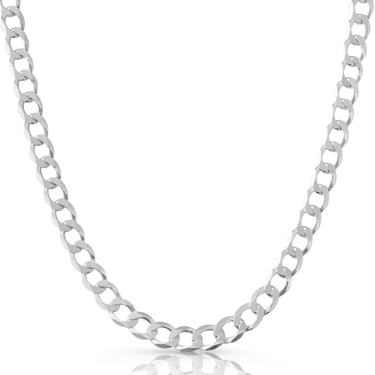 10.5mm curb chain in 925 sterling silver, polished finish, made in Italy
