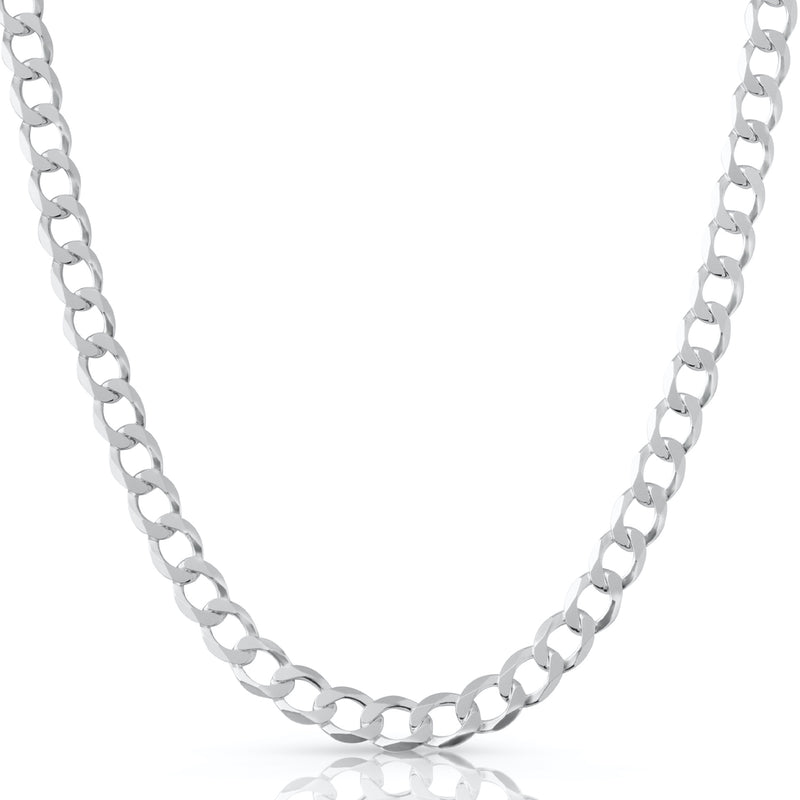 10.5mm curb chain in 925 sterling silver, polished finish, made in Italy