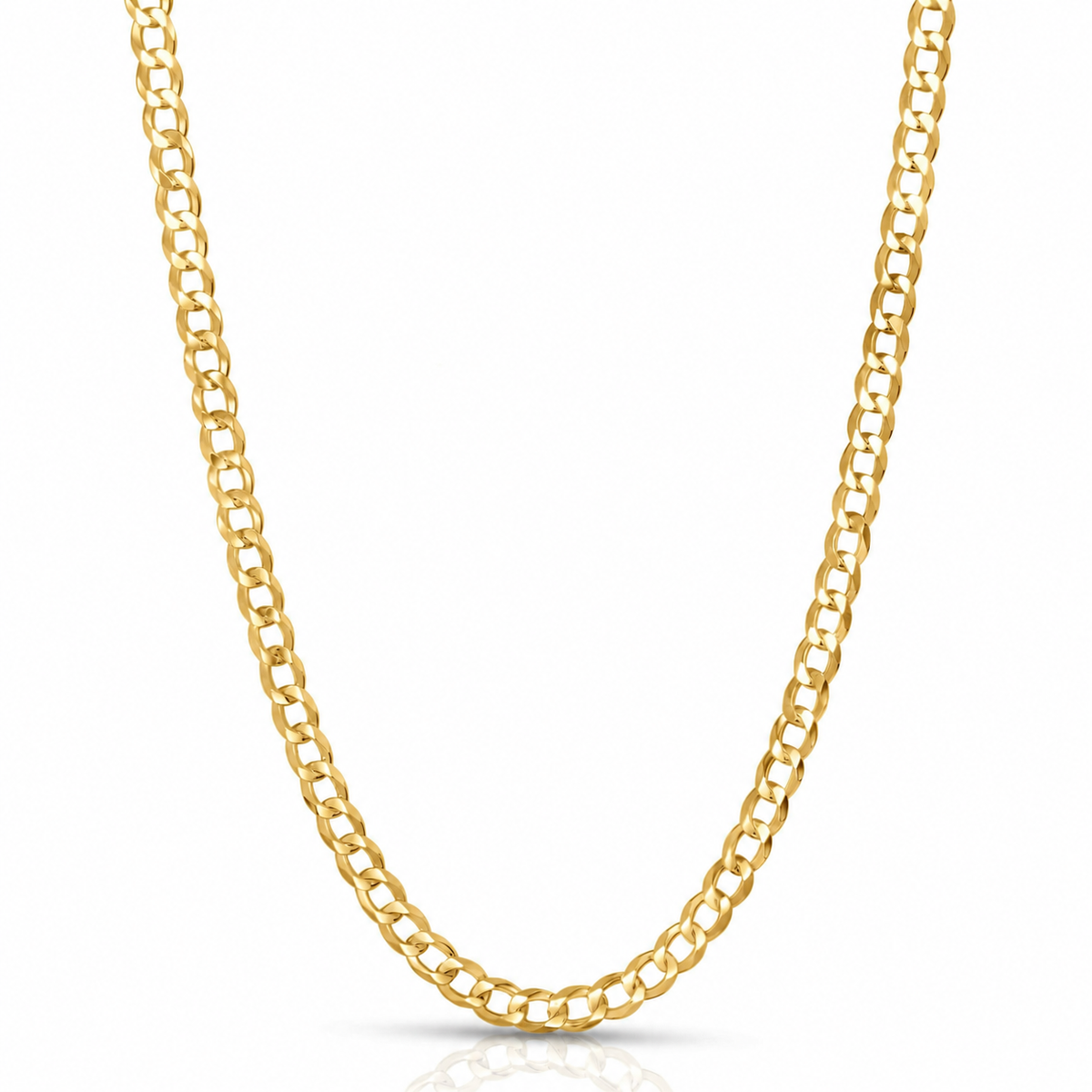 5mm curb chain in 925 sterling silver, gold plated, made in Italy