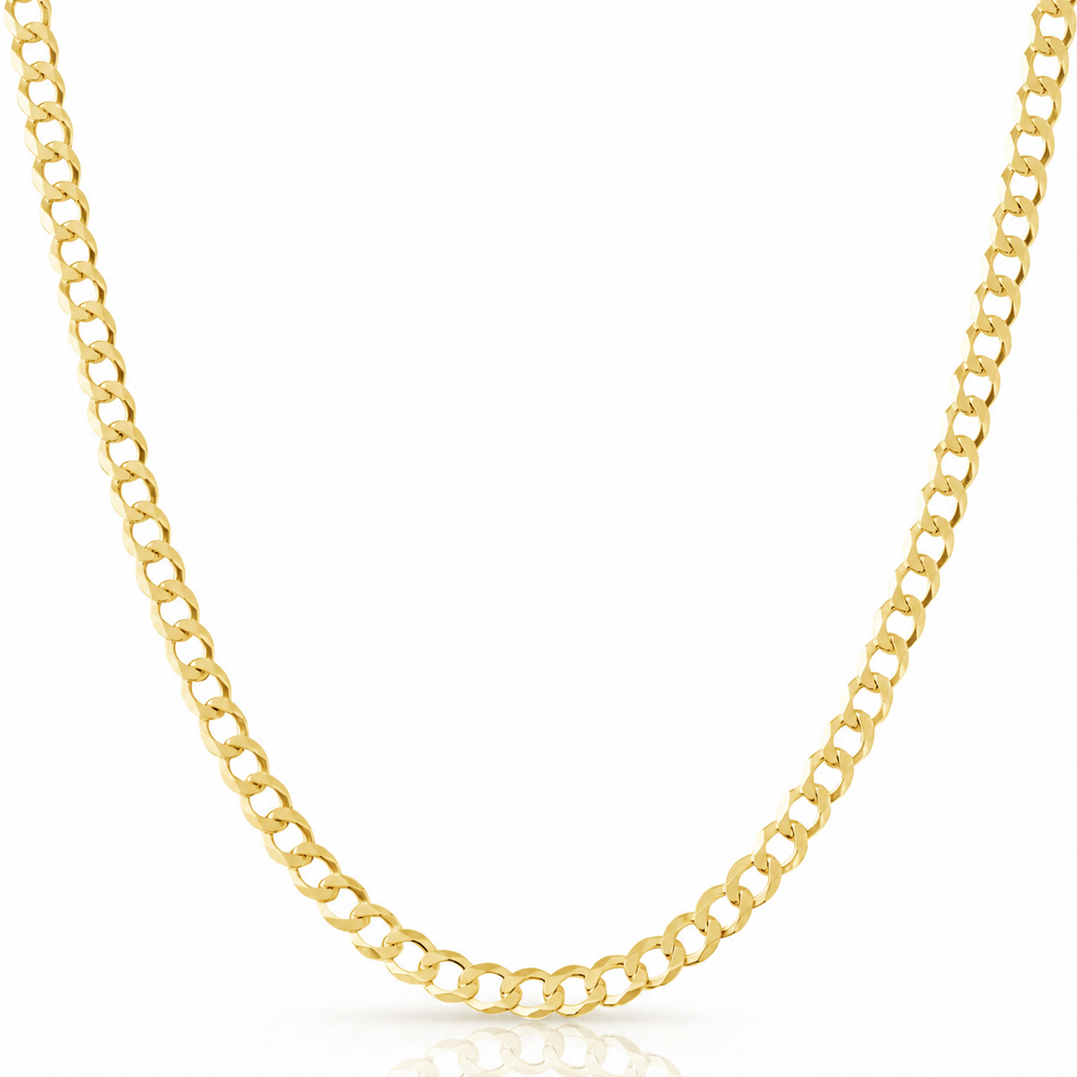 7mm curb chain in 925 sterling silver, gold plated, made in Italy