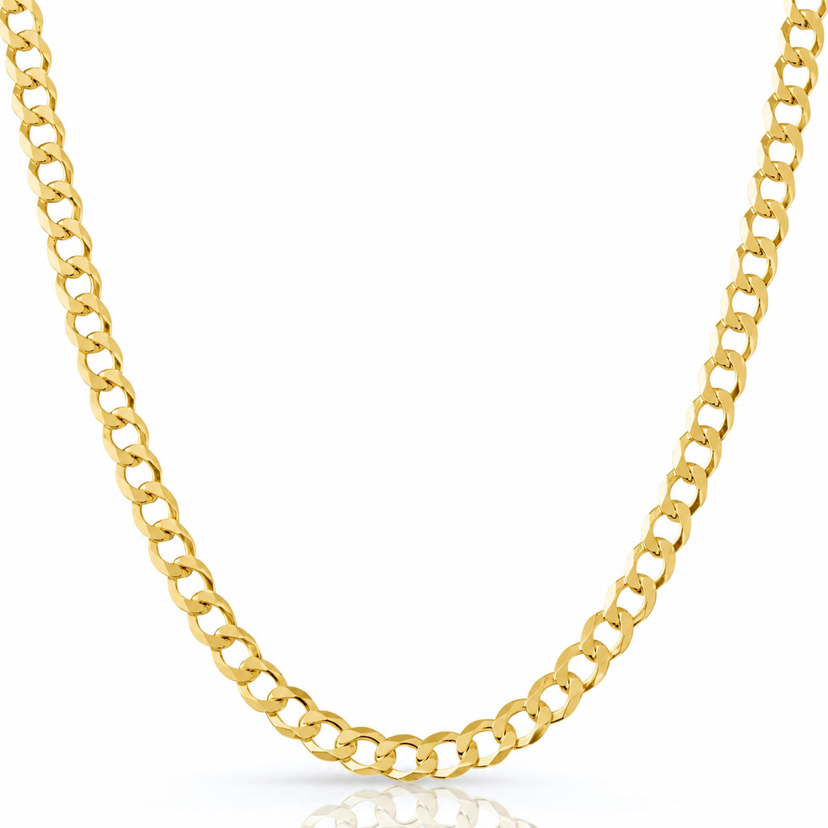 8.5mm curb chain in 925 sterling silver, gold plated, made in Italy