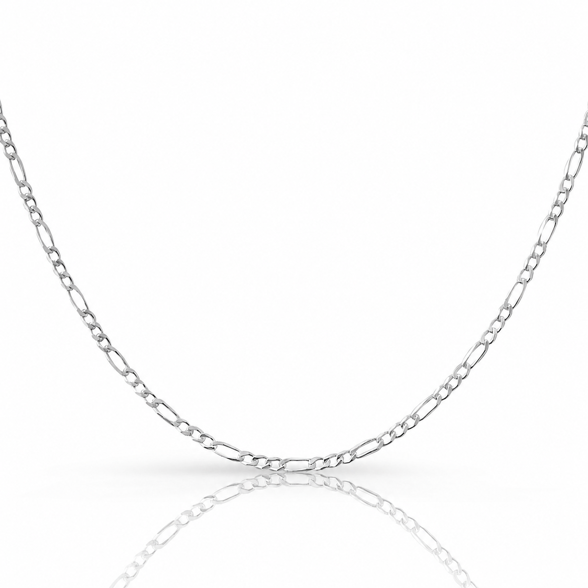2mm Figaro chain in 925 sterling silver, polished finish, made in Italy