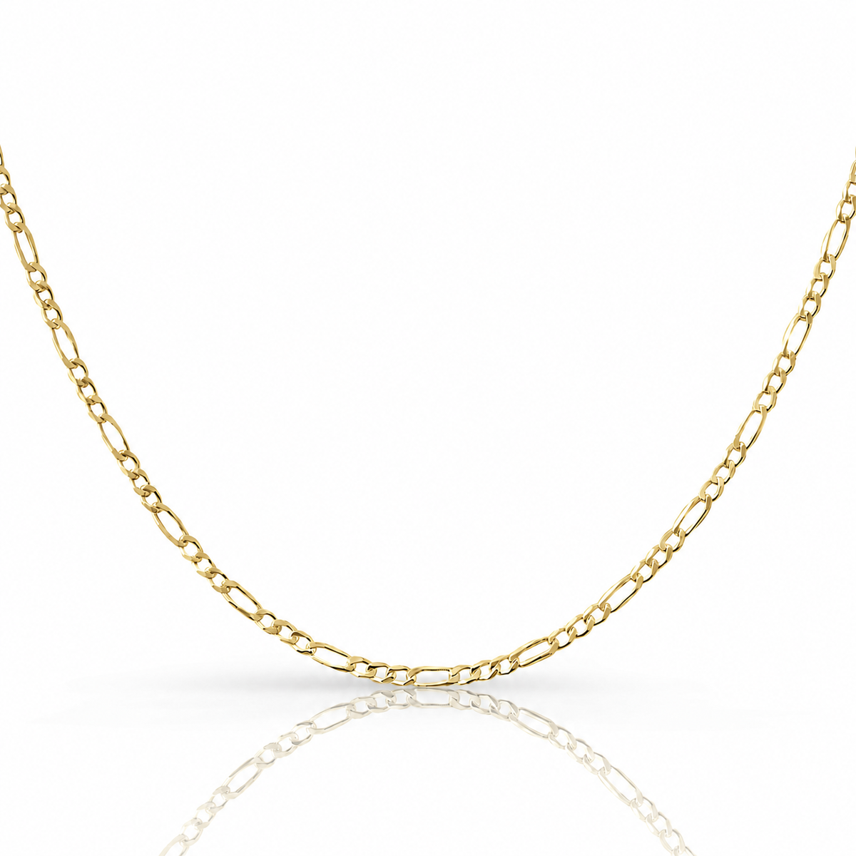 2mm Figaro chain in 925 sterling silver, gold plated, made in Italy