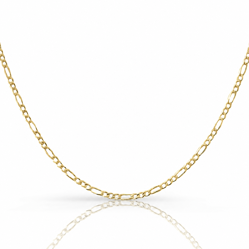 2mm Figaro chain in 925 sterling silver, gold plated, made in Italy