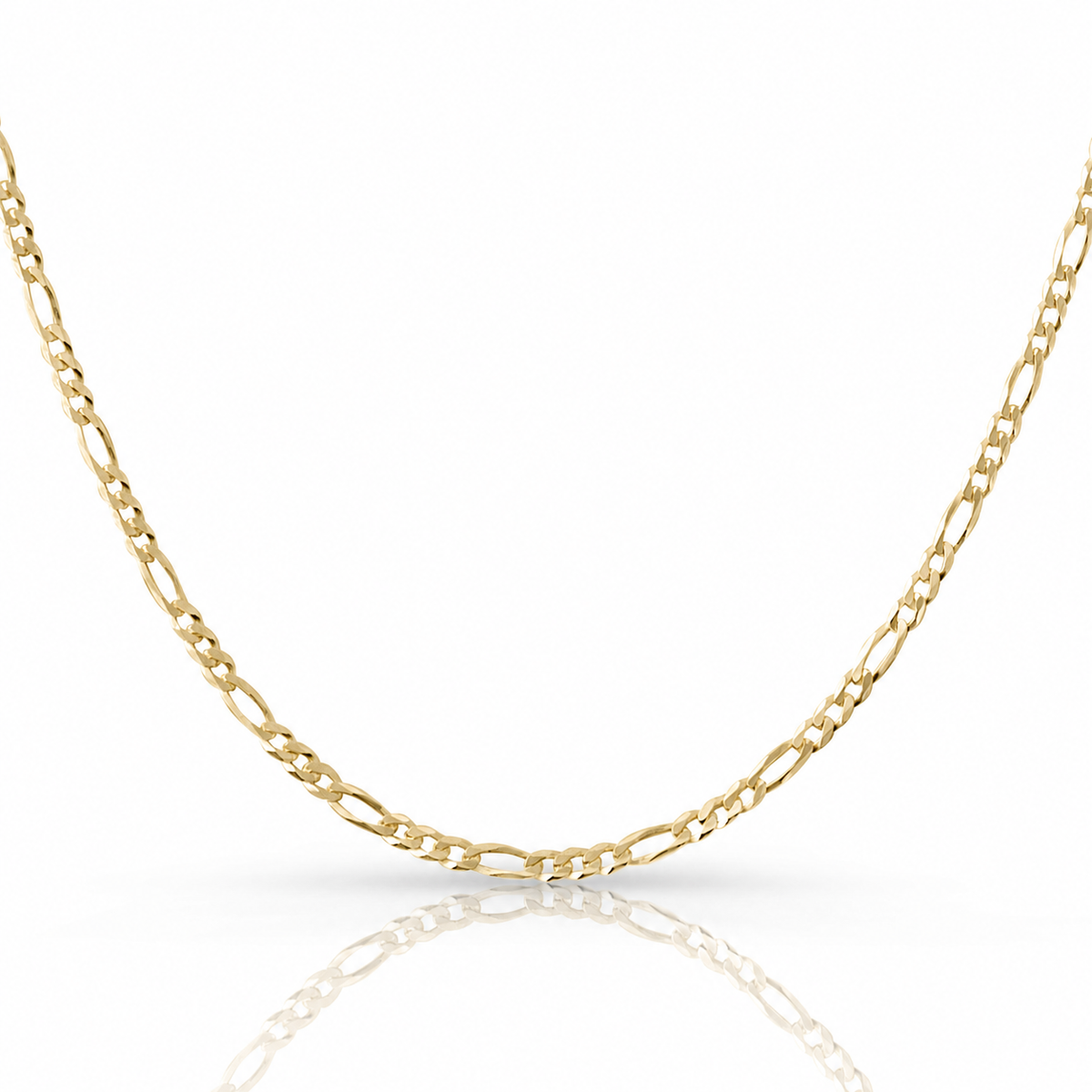 3mm Figaro chain in 925 sterling silver, gold plated, made in Italy