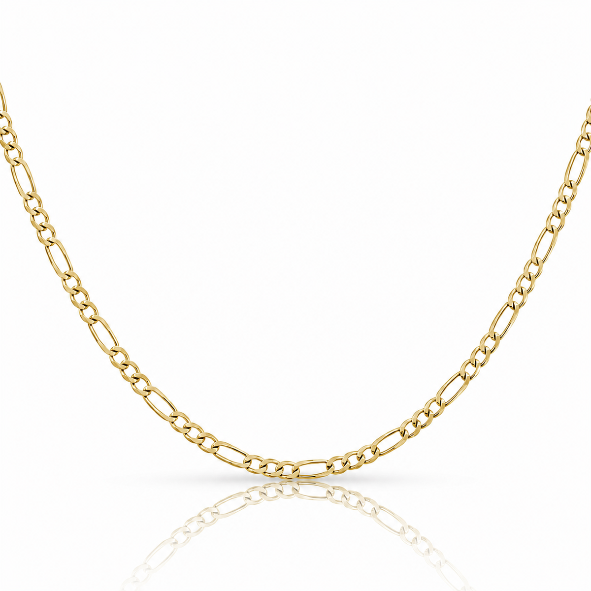 3.5mm Figaro chain in 925 sterling silver, gold plated, made in Italy
