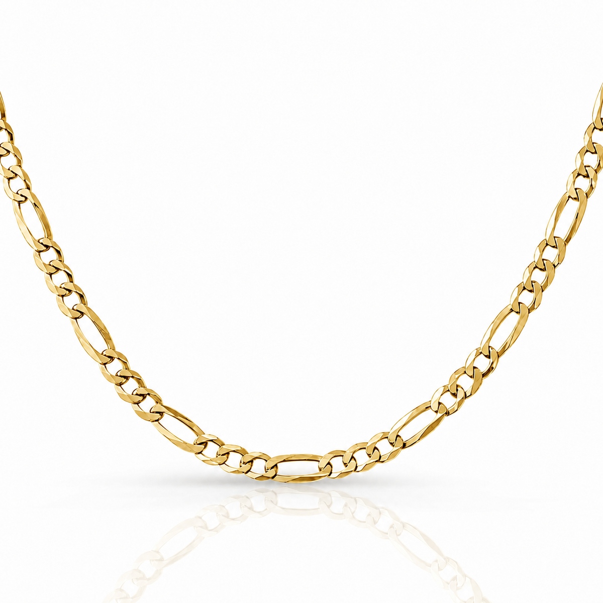 4mm Figaro chain in 925 sterling silver, gold plated, made in Italy