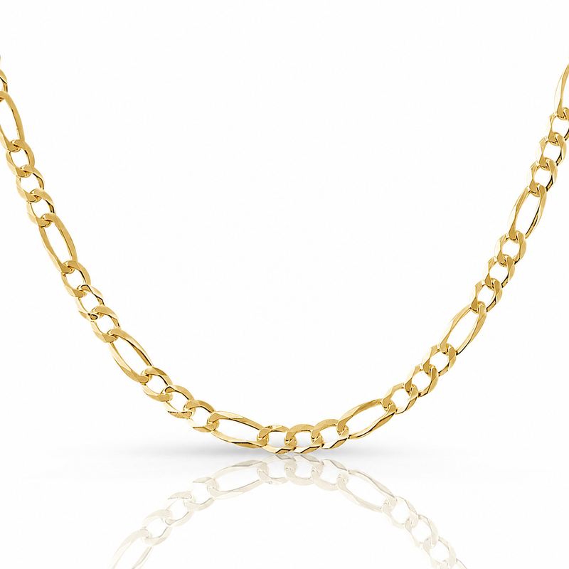 5mm Figaro chain in 925 sterling silver, gold plated, made in Italy