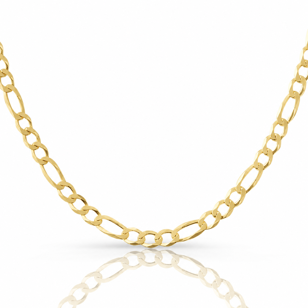 6mm Figaro chain in 925 sterling silver, gold plated, made in Italy
