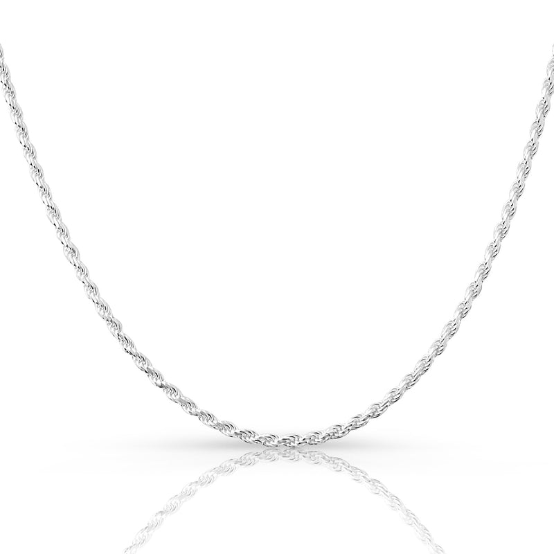 2.5mm rope chain in 925 sterling silver, polished finish, made in Italy