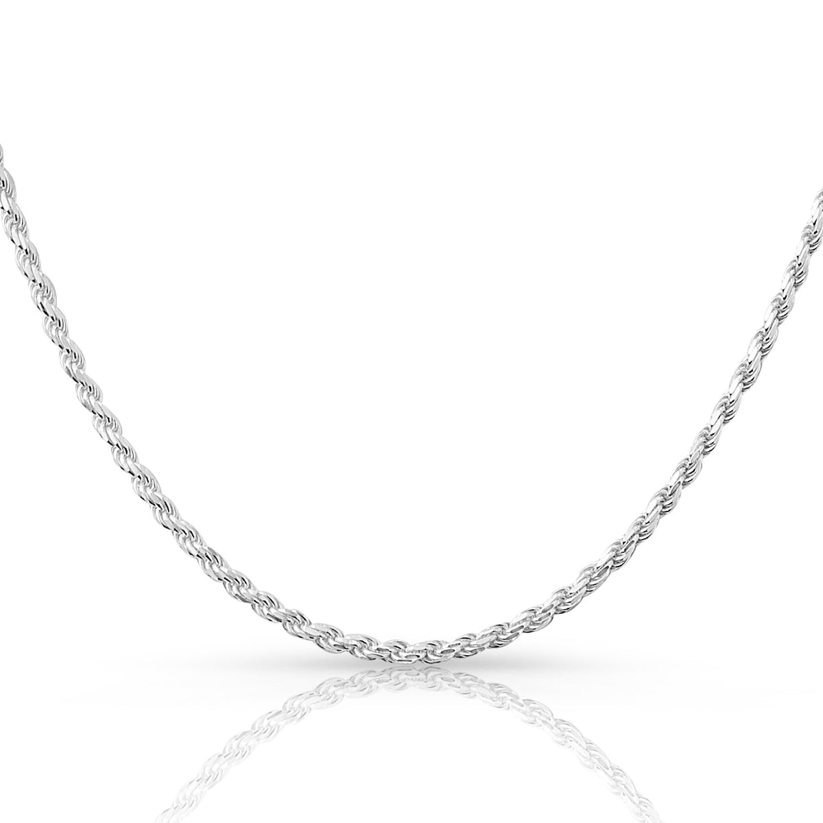 3mm rope chain in 925 sterling silver, polished finish, made in Italy