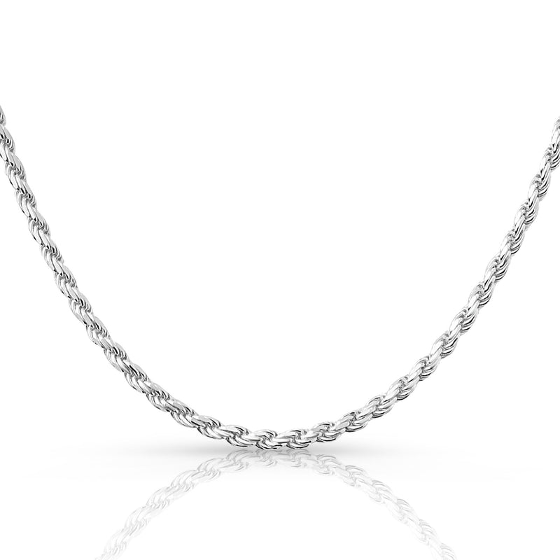 3.5mm rope chain in 925 sterling silver, polished finish, made in Italy