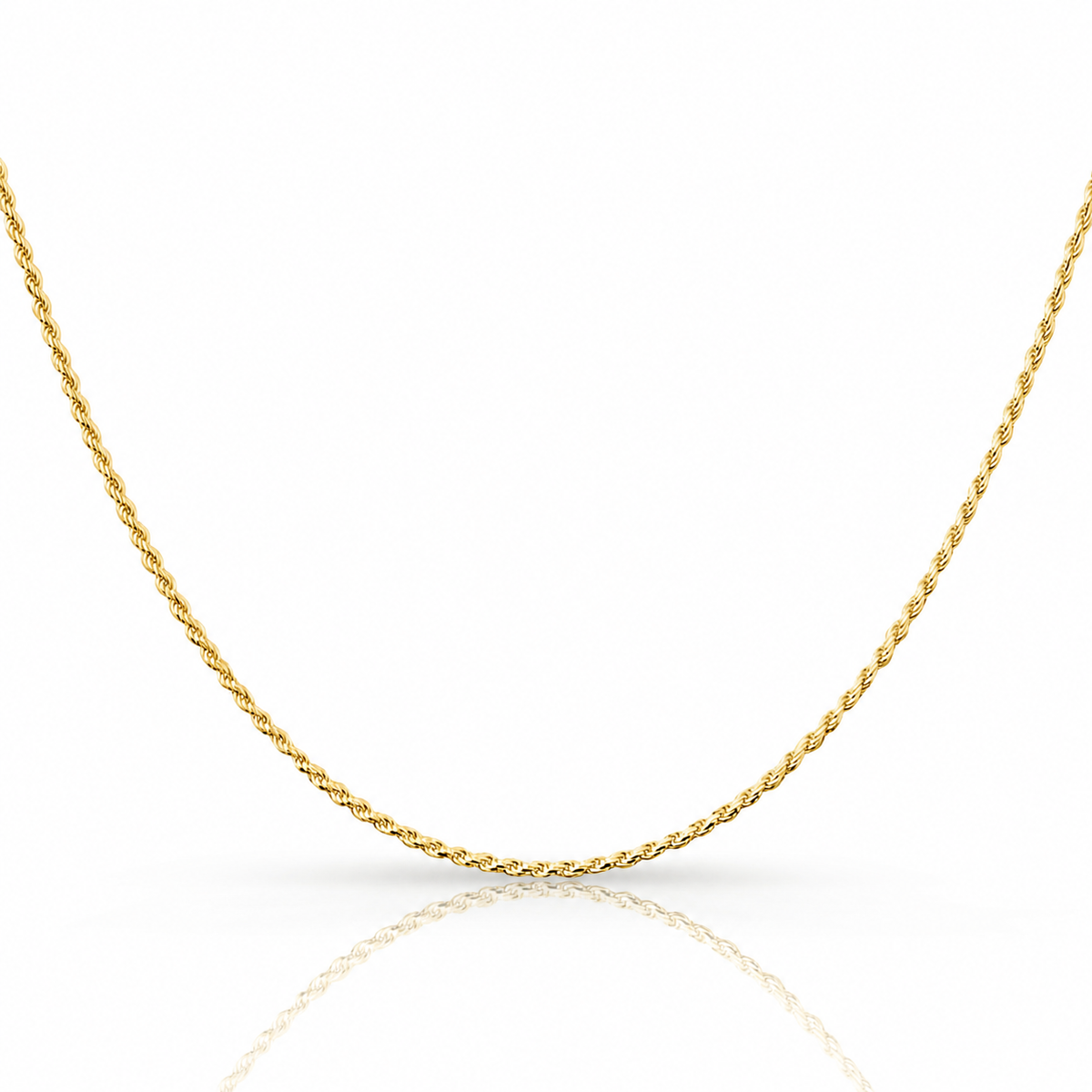 1.5mm rope chain in 925 sterling silver, gold plated, made in Italy