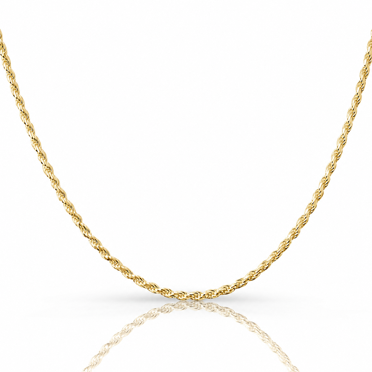 2.5mm rope chain in 925 sterling silver, gold plated, made in Italy