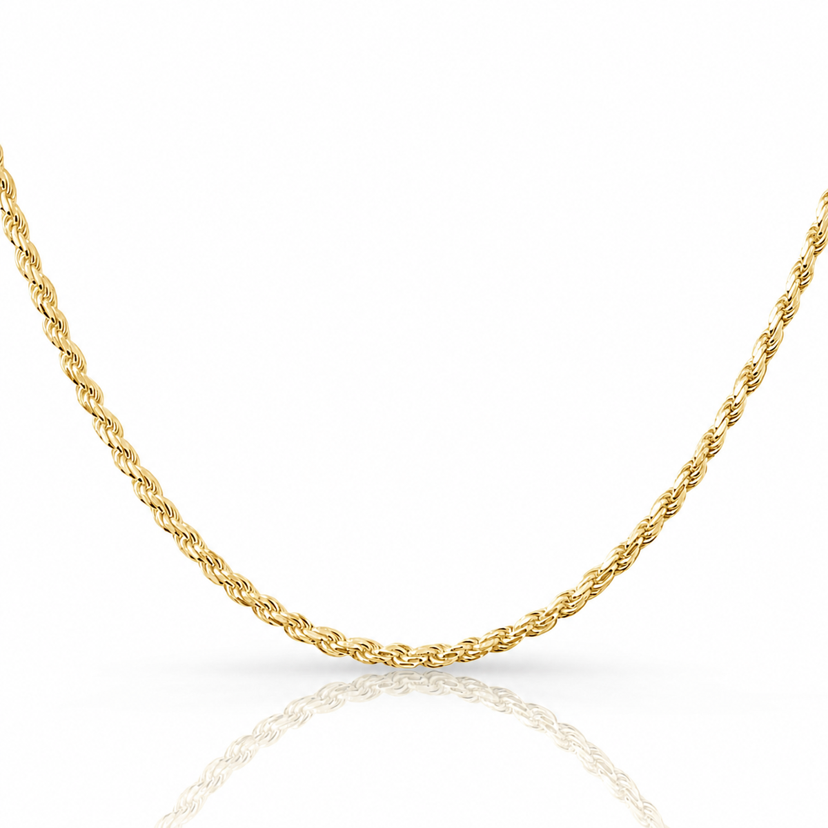 3mm rope chain in 925 sterling silver, gold plated, made in Italy