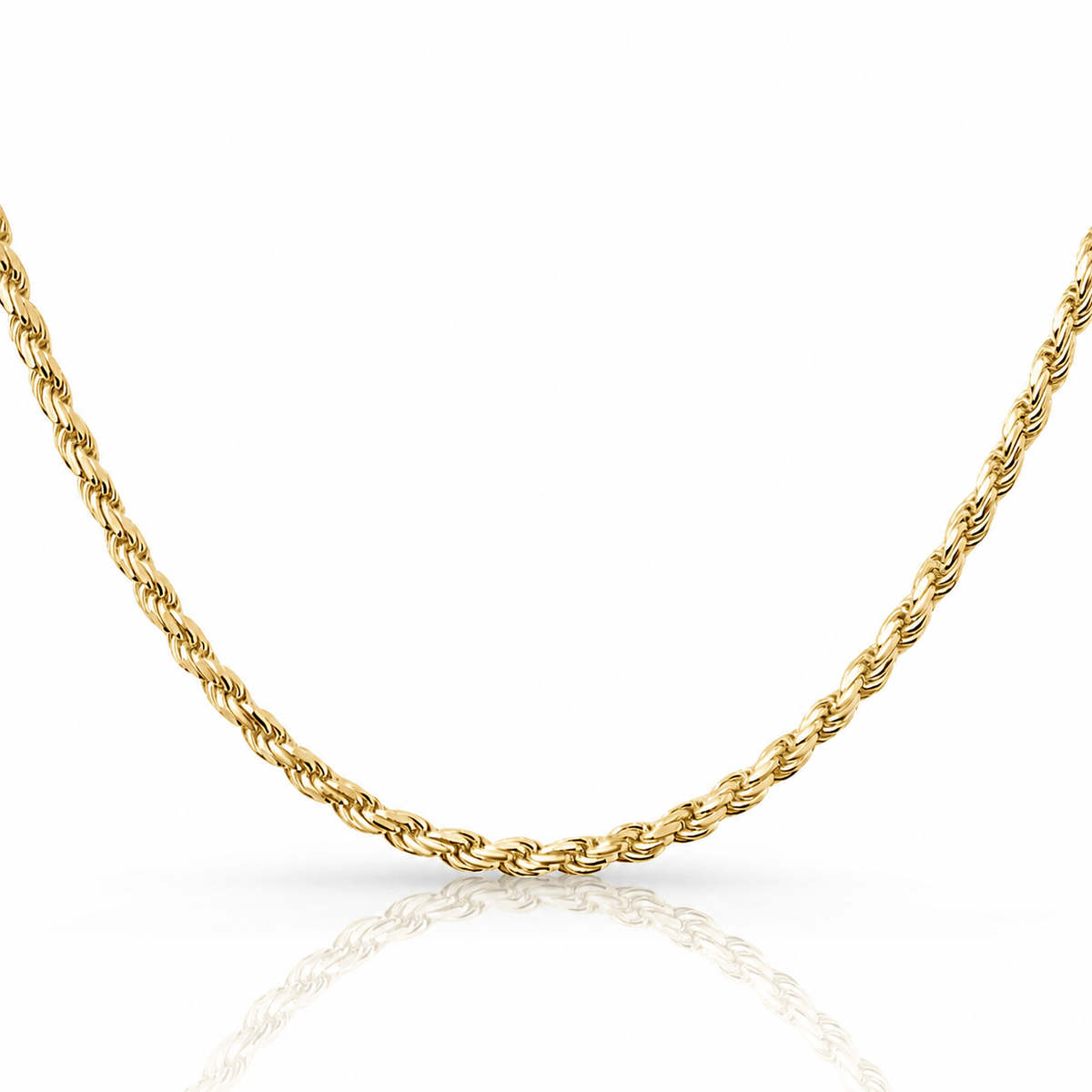 3.5mm rope chain in 925 sterling silver, gold plated, made in Italy