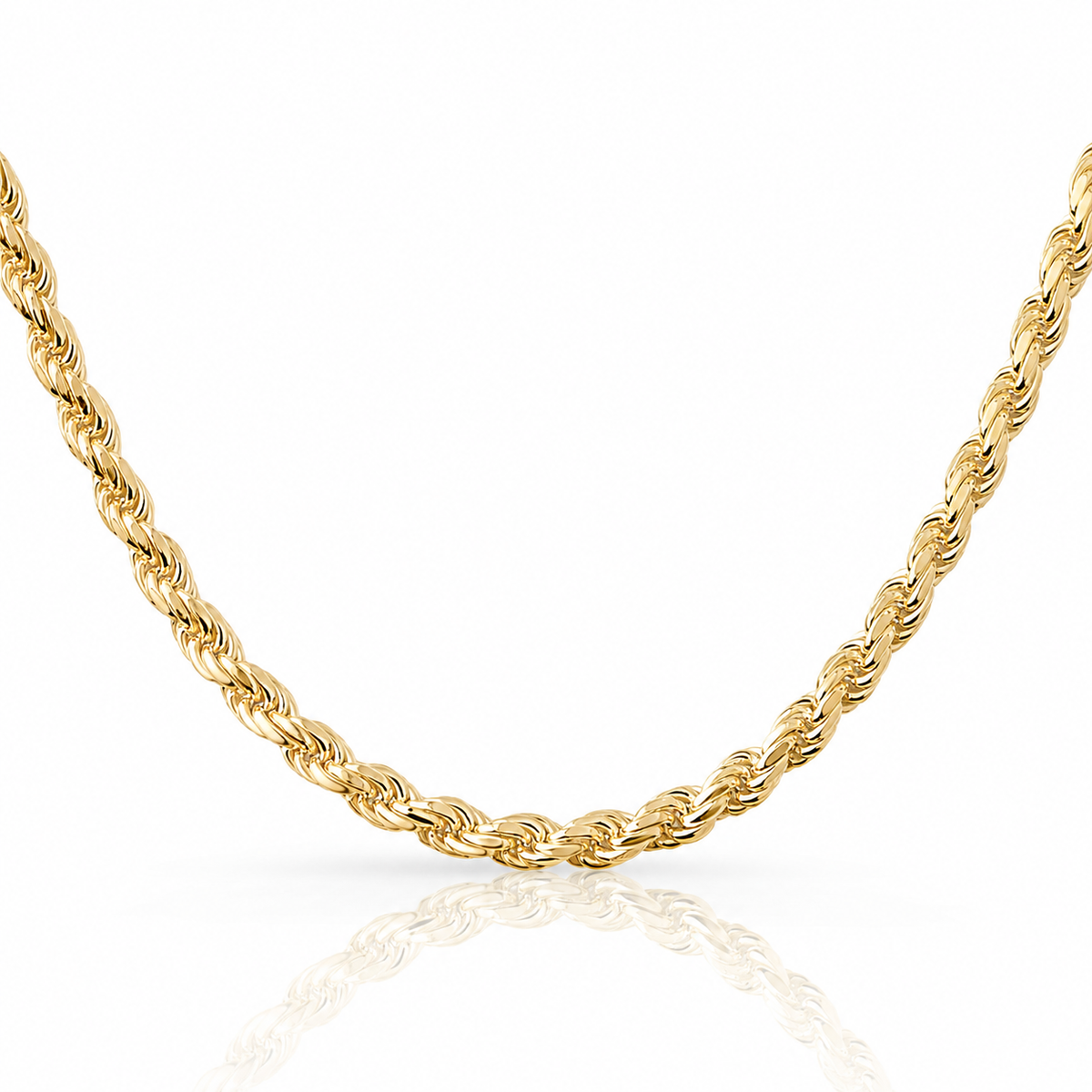5mm rope chain in 925 sterling silver, gold plated, made in Italy