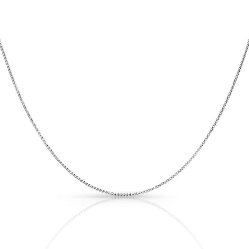 1mm Franco chain in 925 sterling silver, rhodium plated, made in Italy