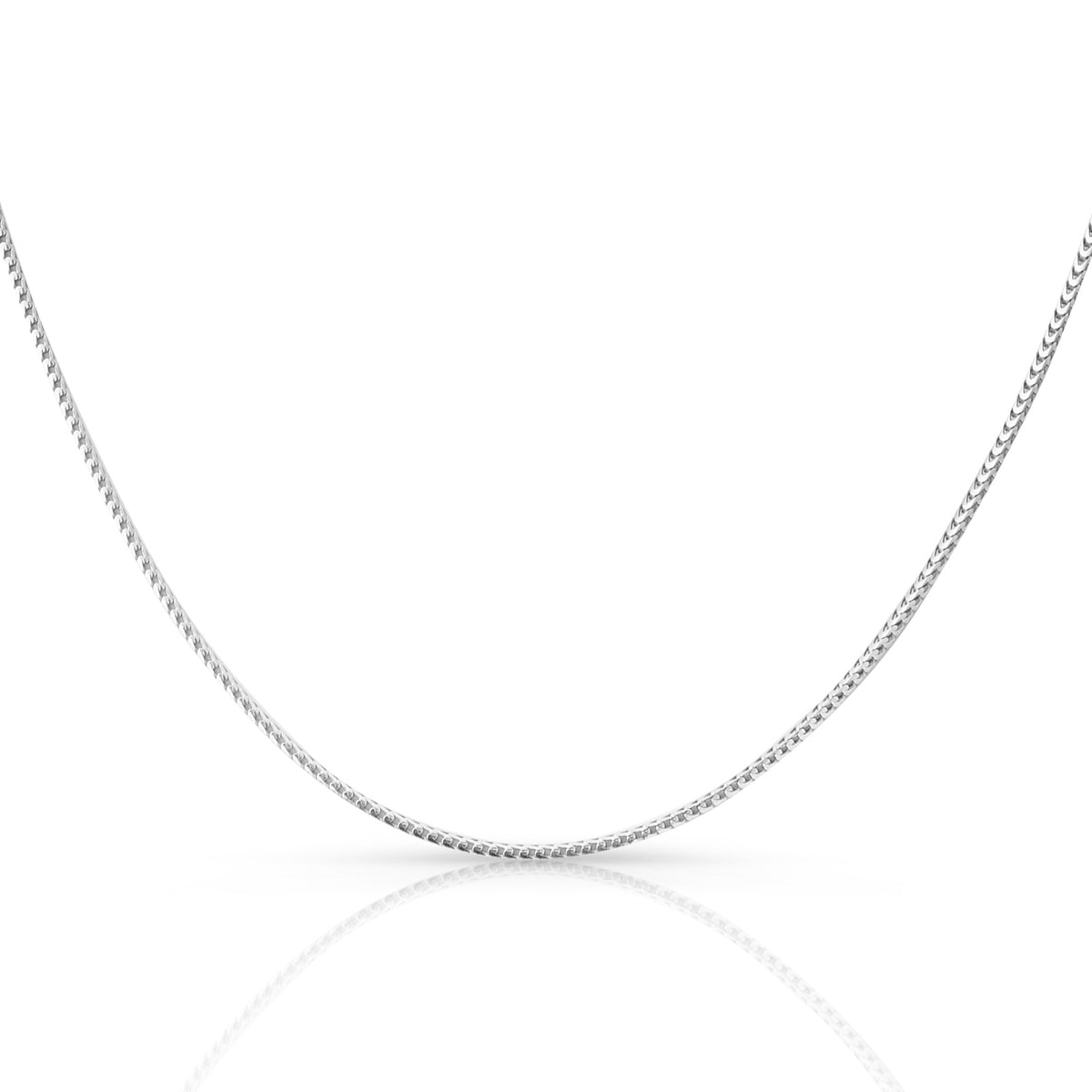 1.5mm Franco chain in 925 sterling silver, rhodium plated, made in Italy