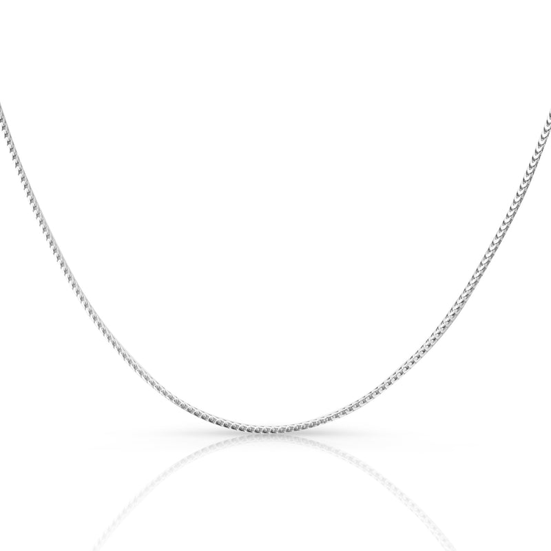 1.5mm Franco chain in 925 sterling silver, rhodium plated, made in Italy