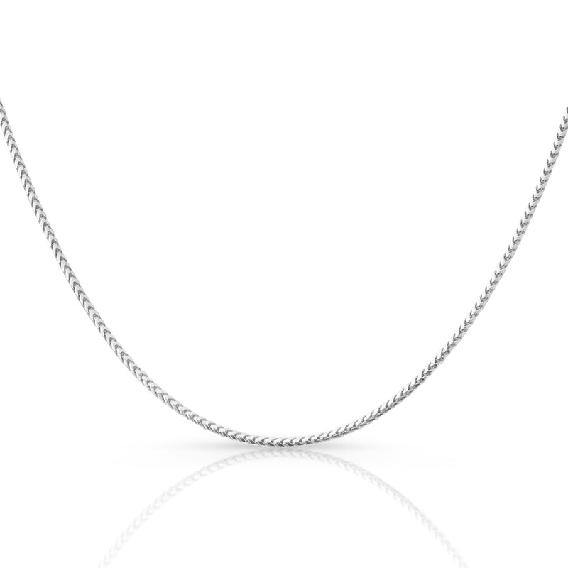2mm Franco chain in 925 sterling silver, rhodium plated, made in Italy