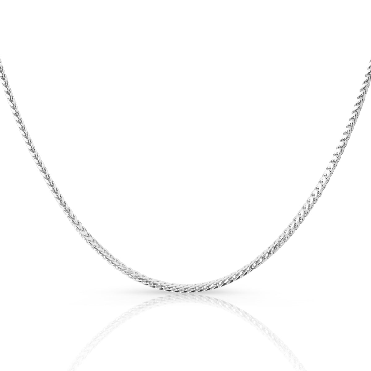 2.5mm Franco chain in 925 sterling silver, rhodium plated, made in Italy
