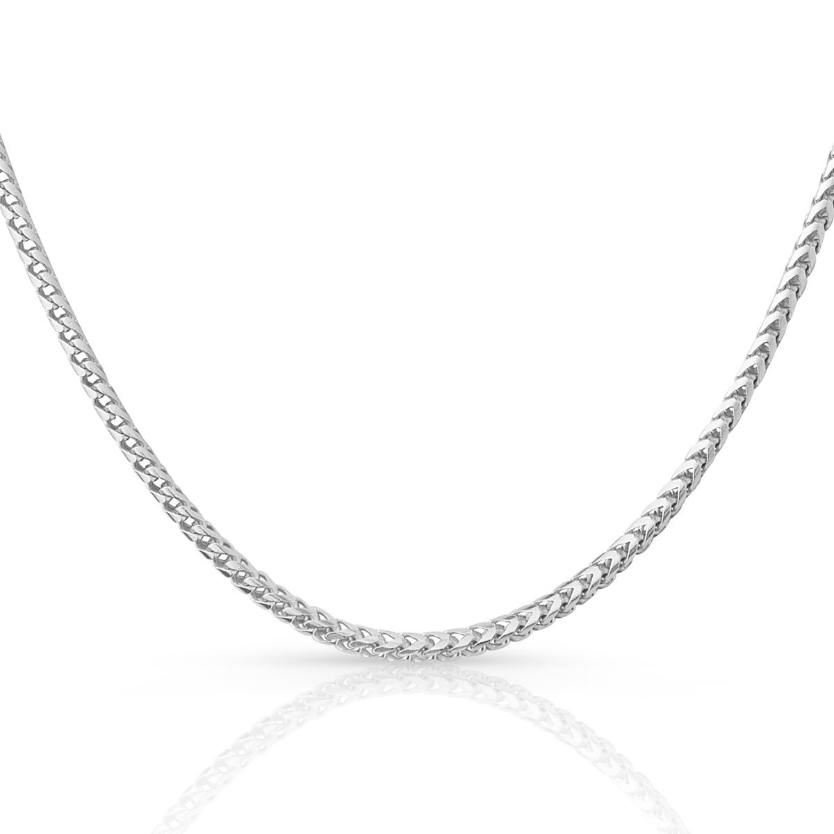 3mm Franco chain in 925 sterling silver, rhodium plated, made in Italy