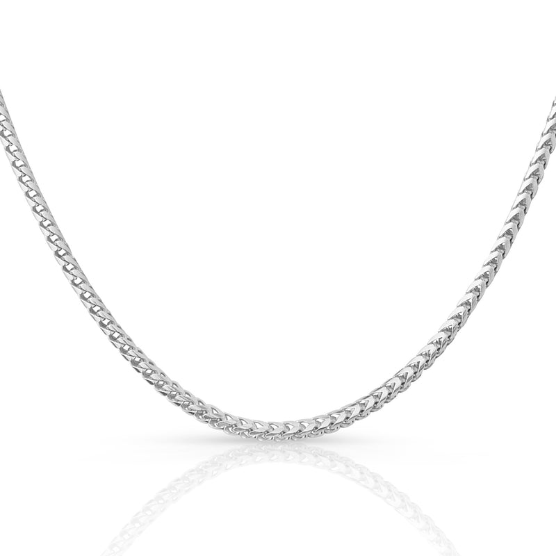 3mm Franco chain in 925 sterling silver, rhodium plated, made in Italy