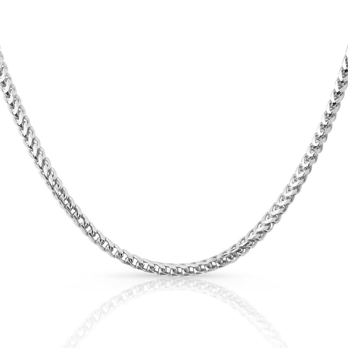 3.5mm Franco chain in 925 sterling silver, rhodium plated, made in Italy