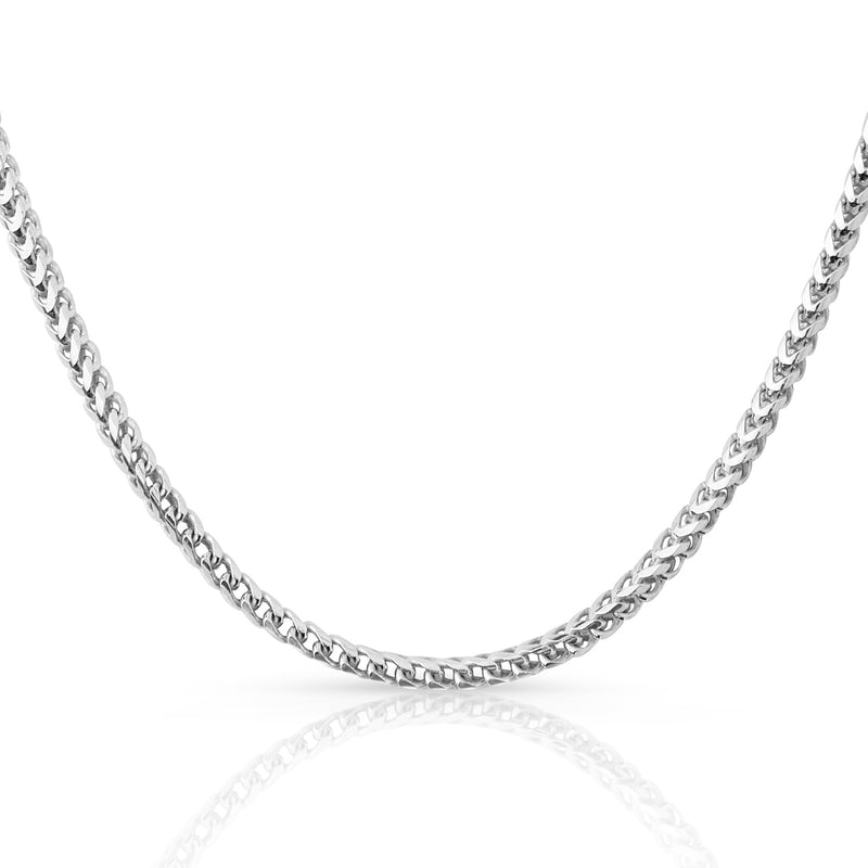 3.5mm Franco chain in 925 sterling silver, rhodium plated, made in Italy
