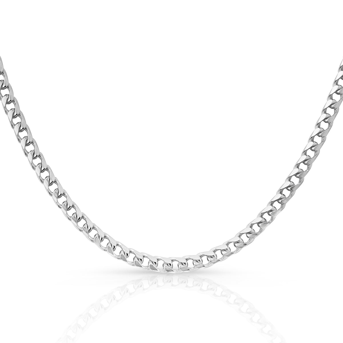 5mm Franco chain in 925 sterling silver, rhodium plated, made in Italy