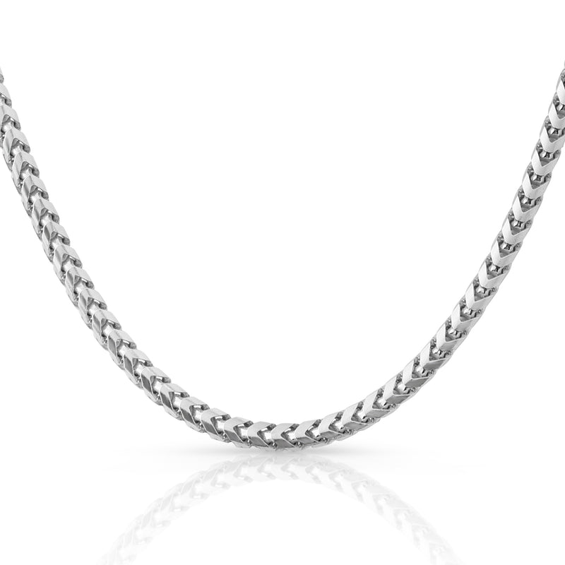 5.5mm Franco chain in 925 sterling silver, rhodium plated, made in Italy