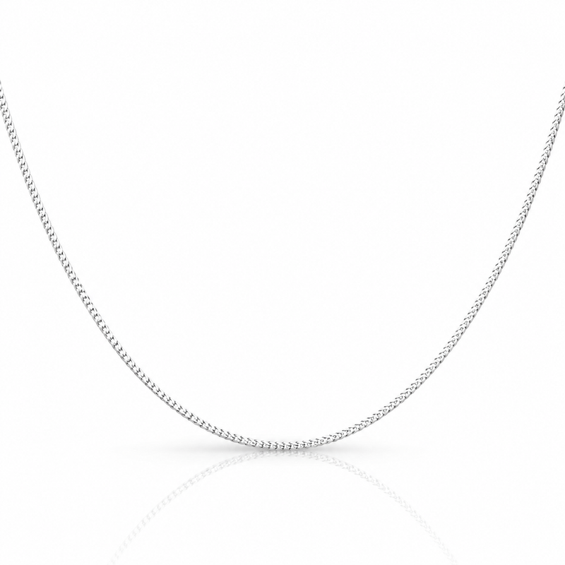 1mm Franco chain in 925 sterling silver, polished finish, made in Italy