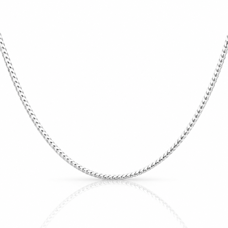 2mm Franco chain in 925 sterling silver, polished finish, made in Italy