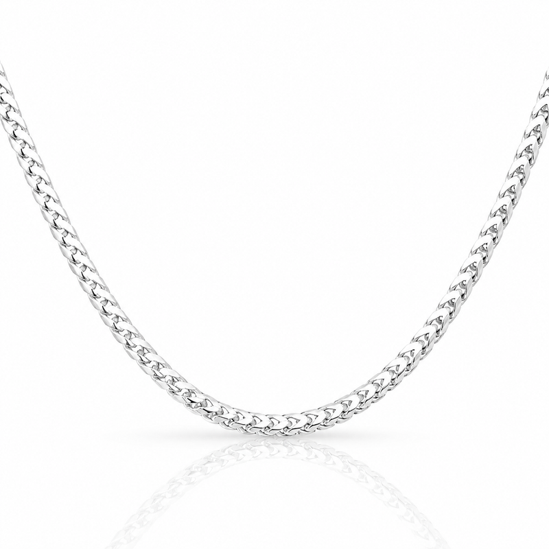 3mm Franco chain in 925 sterling silver, polished finish, made in Italy