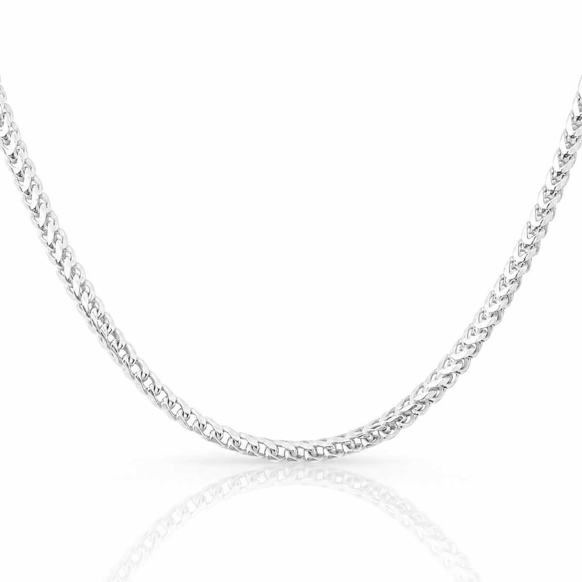 3.5mm Franco chain in 925 sterling silver, polished finish, made in Italy