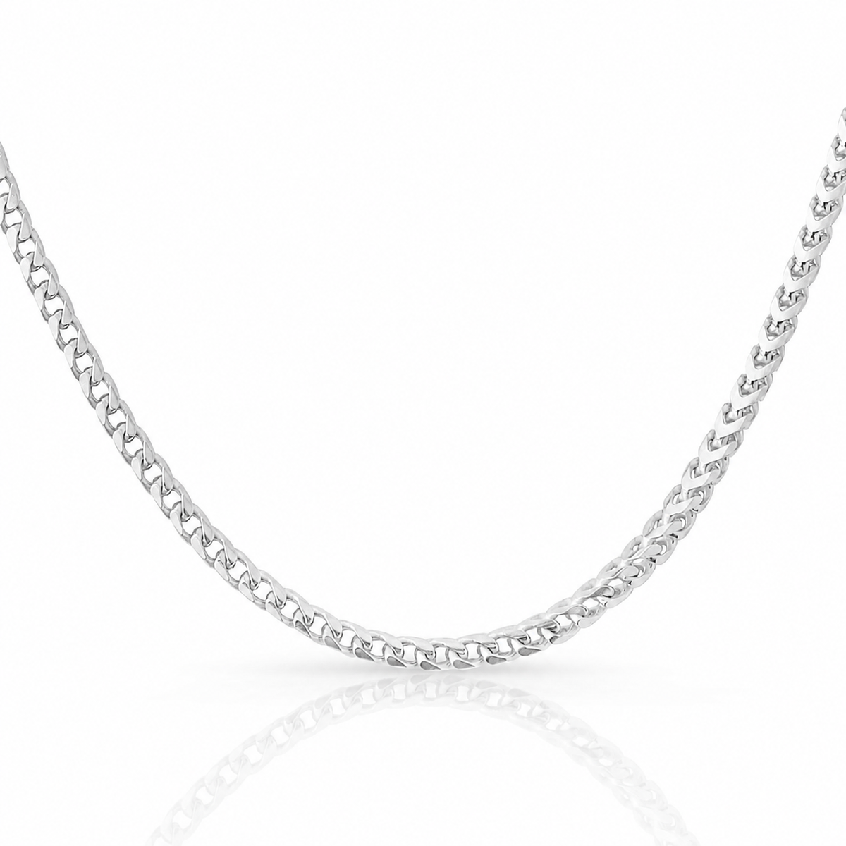 4mm Franco chain in 925 sterling silver, polished finish, made in Italy