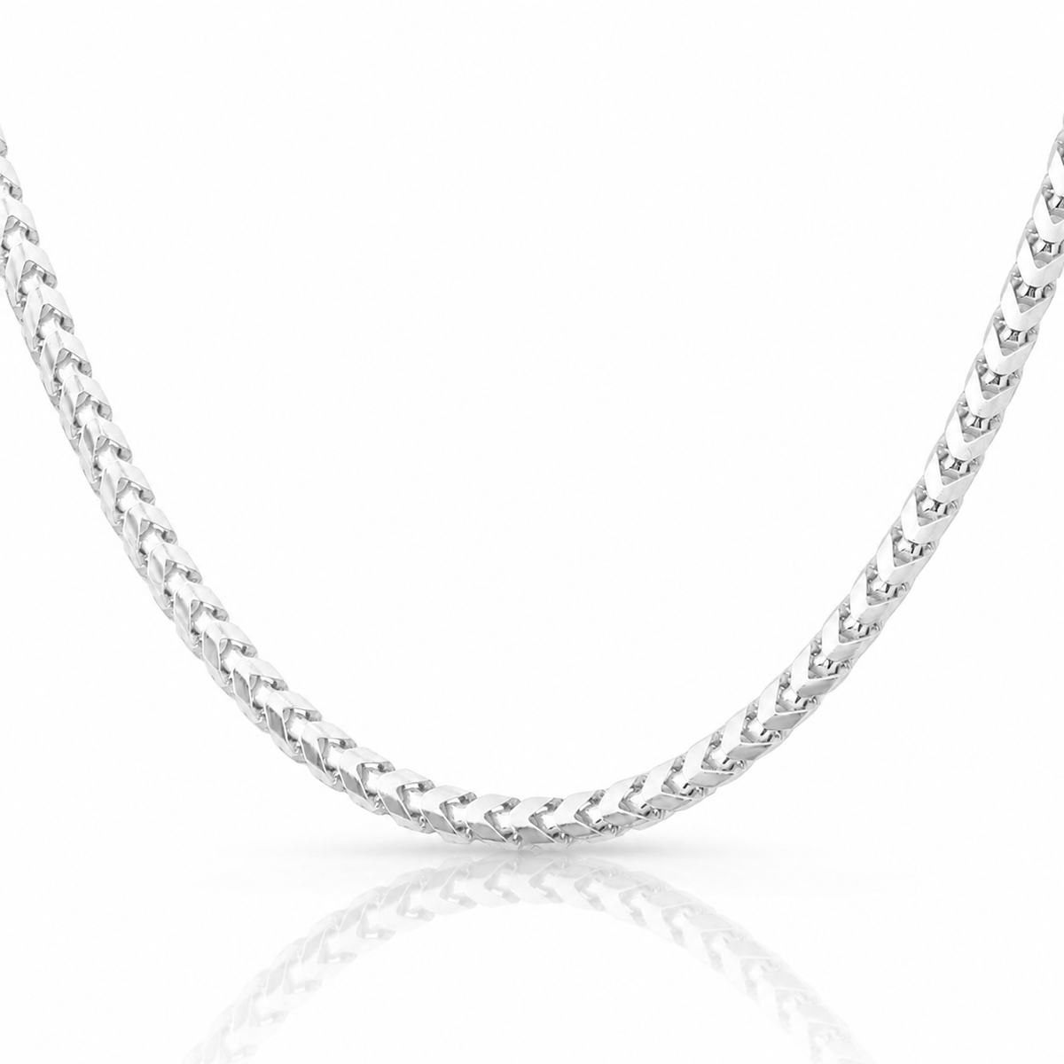 5.5mm Franco chain in 925 sterling silver, polished finish, made in Italy