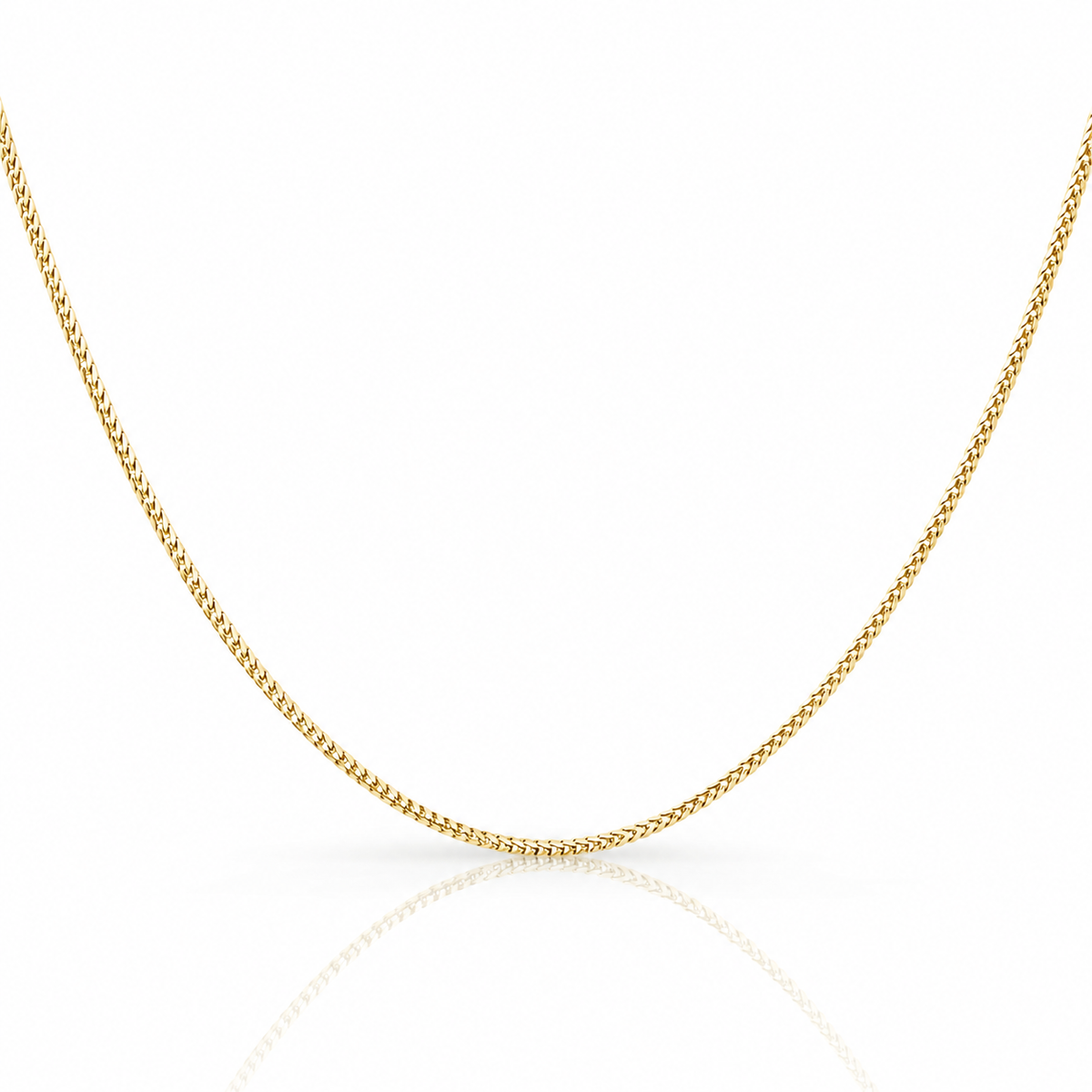 1mm Franco chain in 925 sterling silver, gold plated, made in Italy